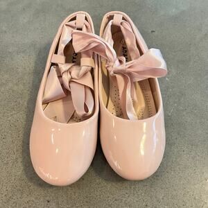 Adamumu pink ballet flats ribbon bow dress shoes youth girls size 13 NEW spring